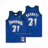 Camiseta Minnesota Timberwolves Kevin Garnett NO 21 Hardwood Classics Throwback 2003-04 Azul