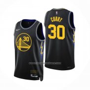Camiseta Golden State Warriors Stephen Curry Ciudad 2021-22 Negro