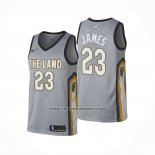 Camiseta Cleveland Cavaliers Lebron James NO 23 Ciudad 2018 Gris