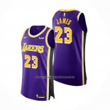 Camiseta Los Angeles Lakers LeBron James Statement Autentico Violeta