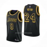 Camiseta Los Angeles Lakers Kobe Bryant NO 8 24 Black Mamba Negro